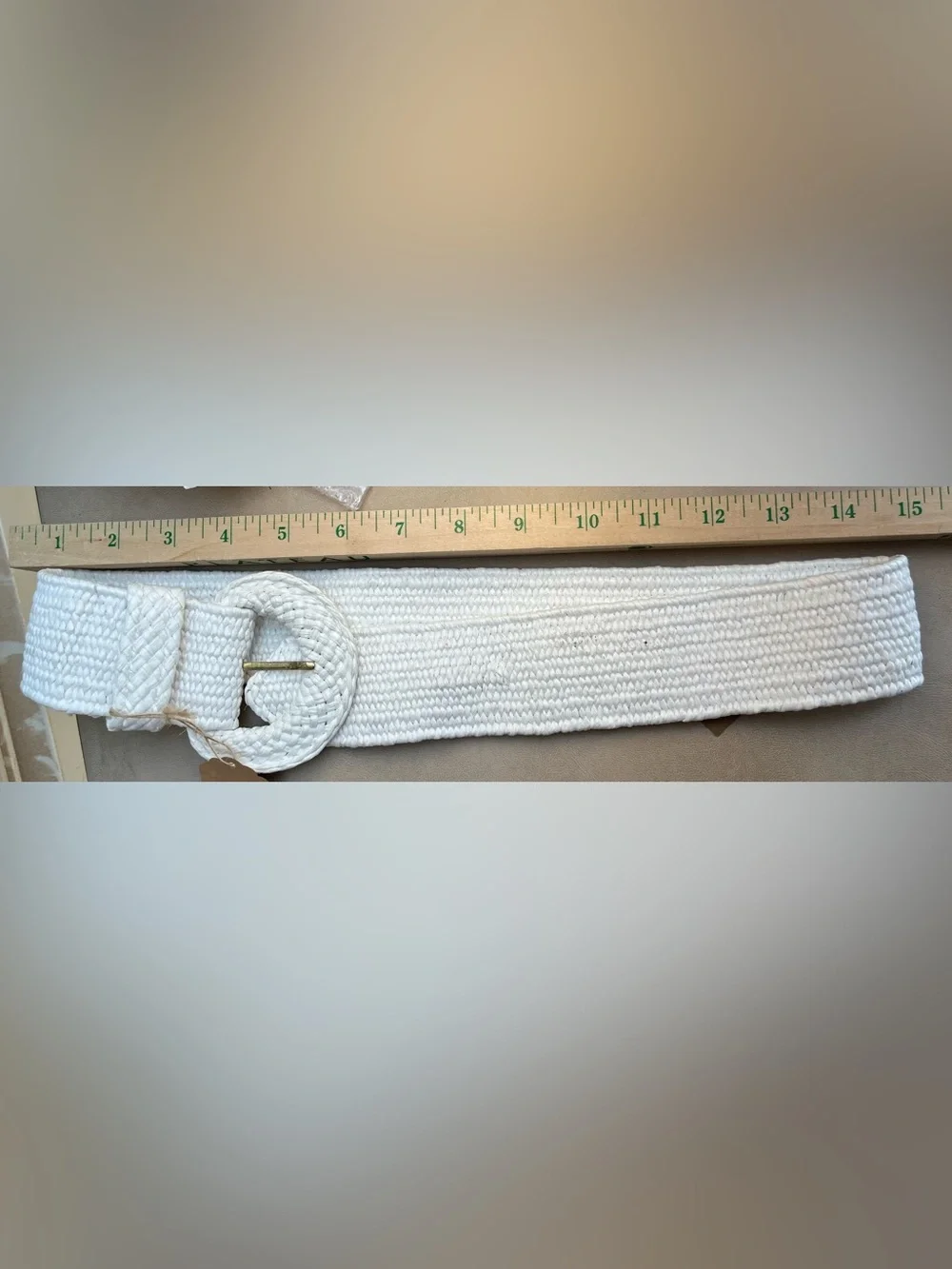 Vintage White Woven Wide Belt